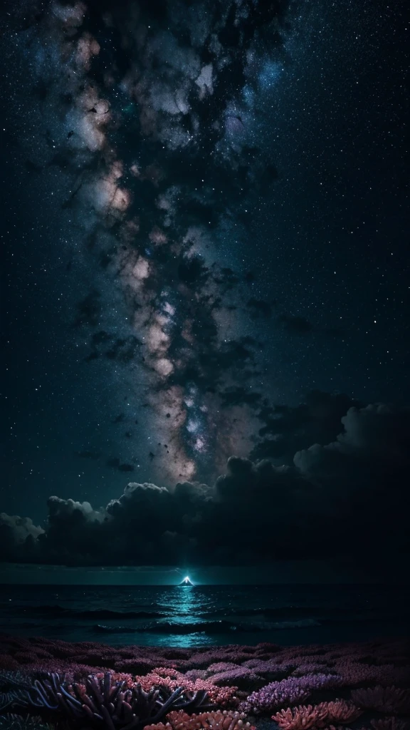 water, Ocean, night Sky, rain, coral reef, performer, Starfall, milky way