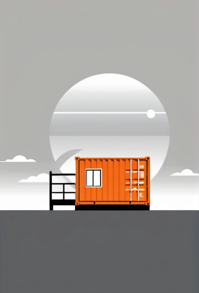 a stylish logo for the construction industry

Logo of a square container that is long next to a Japanese one-story house

Pretty cool
chic and modern design

The orange sunset is withering in the container's design sky

use gray as one's logo


A logo with a cool Japanese-style square container drawn inside a circle-shaped logo

The logo is monotone in white, black and gray

Only the sky above the house is designed to be orange

White background