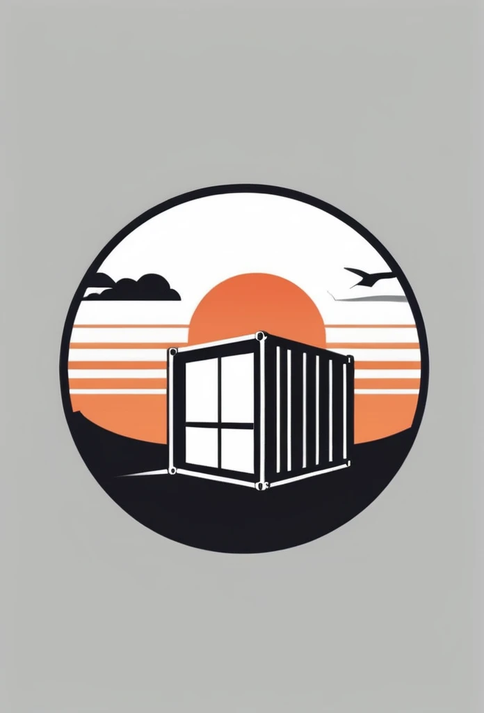 a stylish logo for the construction industry
Logo of a square container that is long next to a Japanese one-story house
Pretty cool
chic and modern design
The orange sunset is withering in the container's design sky
use gray as one's logo
A logo with a cool Japanese-style square container drawn inside a circle-shaped logo
The logo is monotone in white, black and gray
Only the sky above the house is designed to be orange
White background