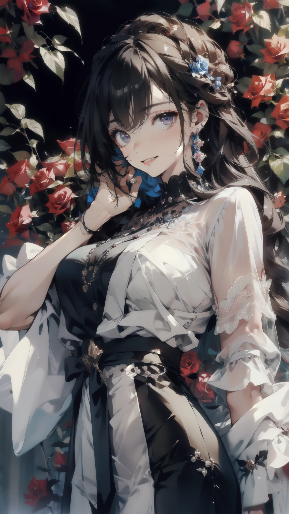 ((masterpiece, best quality)),singer,Note,Rose,earphone,Detailed face,Smile,whole body,Perfect body proportions,modern,Plush,Fun,sexly,extremely beautiful,Note装饰,transparent,