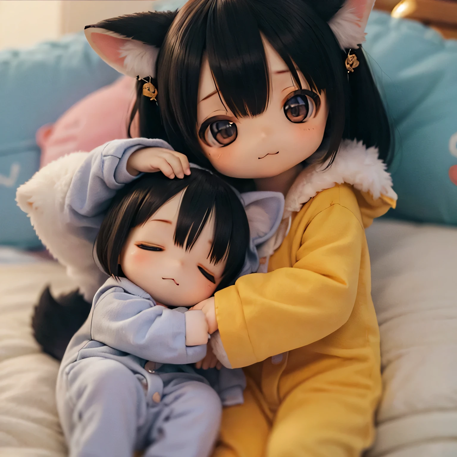 Shiba Inu Girl Chibi Pajamas、Sleeping in bed