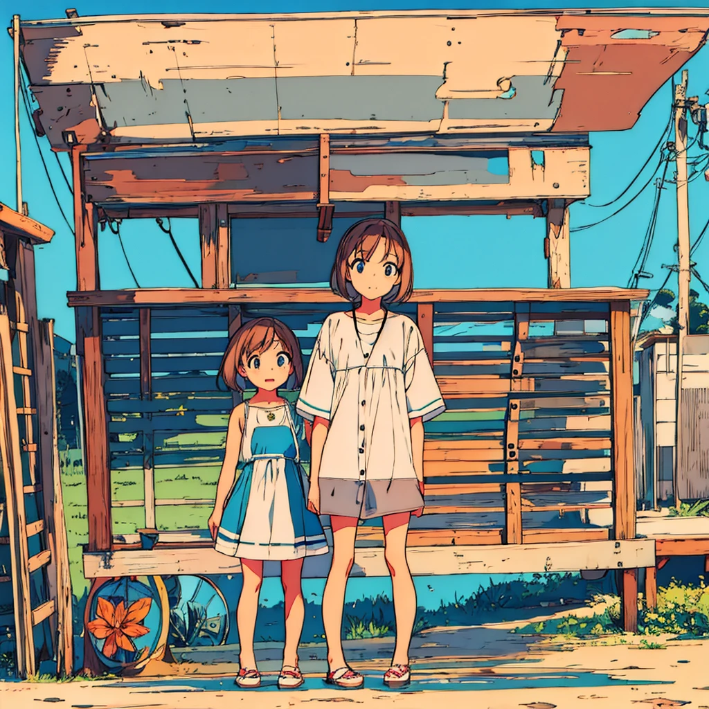 Plain background, girl in , simple, summer, nostalgic