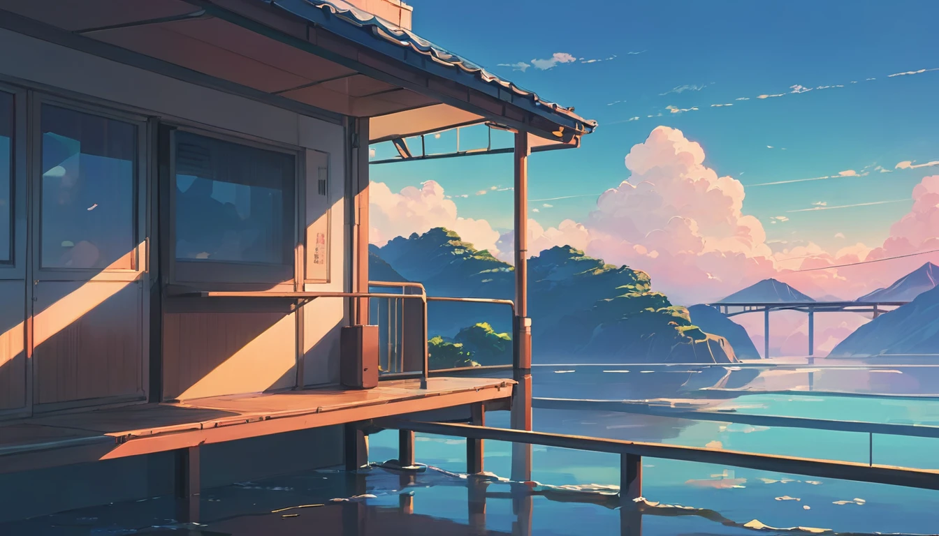 Aesthetic anime style lofi hiphop chill illustration, ((makoto shinkai)), makoto shinkai background anime full hd, conceptual artwork, tumblr, magical realism, cute anime