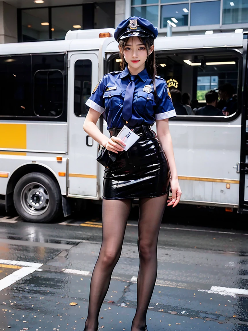 heavy breathing, empty eyes, uhd, textured skin, super detail, high quality, high details, award winning, best quality, highres, 16K。Excited state、woman police officer、Police uniform、Long limbs、slim、tall、