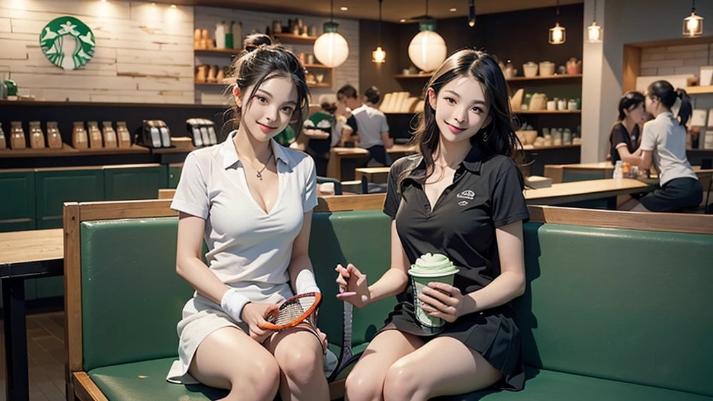 
((((((((Emphasize cleavage))))))))
((((((((A female junior high school student in a short-sleeved white tennis polo shirt))))))))
((((((((A junior high school girl in a white tennis miniskirt))))))))
((((I can see her panties))))
(((((((お洒落でcuteInside the Starbucks store)))))))
8K、RAW Photos、Highest quality、Super detailed、Super Resolution、Ultra HD、8K壁紙、Amazing details
((((((tennis racket))))))


(((((((Inside the Starbucks store)))))))、
((((((Sit down and eat cake、Drink Starbucks coffee、smile))))))、((Heart Necklace))




Modern and sleek design：Interior design using natural materials、Many of the designs are warm and made using wood and metal.。
Large windows：自然光をたっぷり取り入れるためのLarge windowsがあり、Providing a bright and open space。
Green Interior：Potted plants are effectively placed、It creates a relaxing atmosphere。
artwork：Works by local artists、Starbucks-related art on display。
Cozy seating：Cushioned chairs and sofas、Bar sheet etc.、A variety of seating options available。
Open kitchen area：Being able to see how drinks and food are made、We provide peace of mind and transparency。
Unique lighting：Antique lamps and chandeliers、Modern lighting fixtures are used。
Comfortable background music：Relaxing music is playing、A comfortable space is provided。
Wide々Table space：一人でもグループでも使いやすいWide々There is a table with。
Community Table：There is a large table where you can socialize with other customers.。
Seasonal decorations：The decorations are themed according to the season.。
Design with a local feel：The design incorporates the local culture and characteristics.。
Fragrance production：コーヒーの香りが店内にWideがり、A space that satisfies the five senses has been created.。
Conversation with a barista：フレンドリーなConversation with a baristaが楽しめるカウンターエリアがあります。




8K、RAW Photos、Highest quality、masterpiece:1.2、Super detailed、Super Resolution、Ultra HD、8K壁紙、Amazing details、Photorealistic:1.4、Having fun by the water、Full Body Shot、Full body photo、High-resolution RAW color photos、Professional photos、A scene full of emotion、Very detailed and beautiful、Ultra HD、8K壁紙、Amazing details、Huge file sizes、Highly detailed beautiful girls、Highly detailed face Highly detailed eyes、Extremely realistic skin、 Highly detailed fingers, Highly detailed nose, Highly detailed mouth, Perfect Anatomy, Highly detailed background, Highly detailed clothing, Teen, cute女の子, Famous Japanese Idols, cute, Realistic body, Slender, White skin, Glowing Skin, Slim body, Realistic Face, Delicate eyes, double eyelid, 







