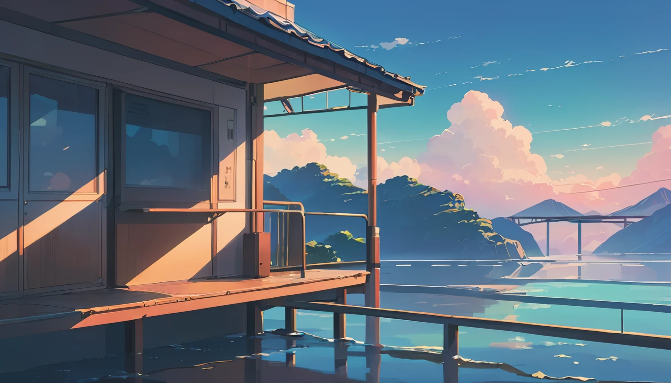 Aesthetic anime style lofi hiphop chill illustration, ((makoto shinkai)), makoto shinkai&#3 background anime full hd, conceptual artwork, tumblr, magical realism, cute anime