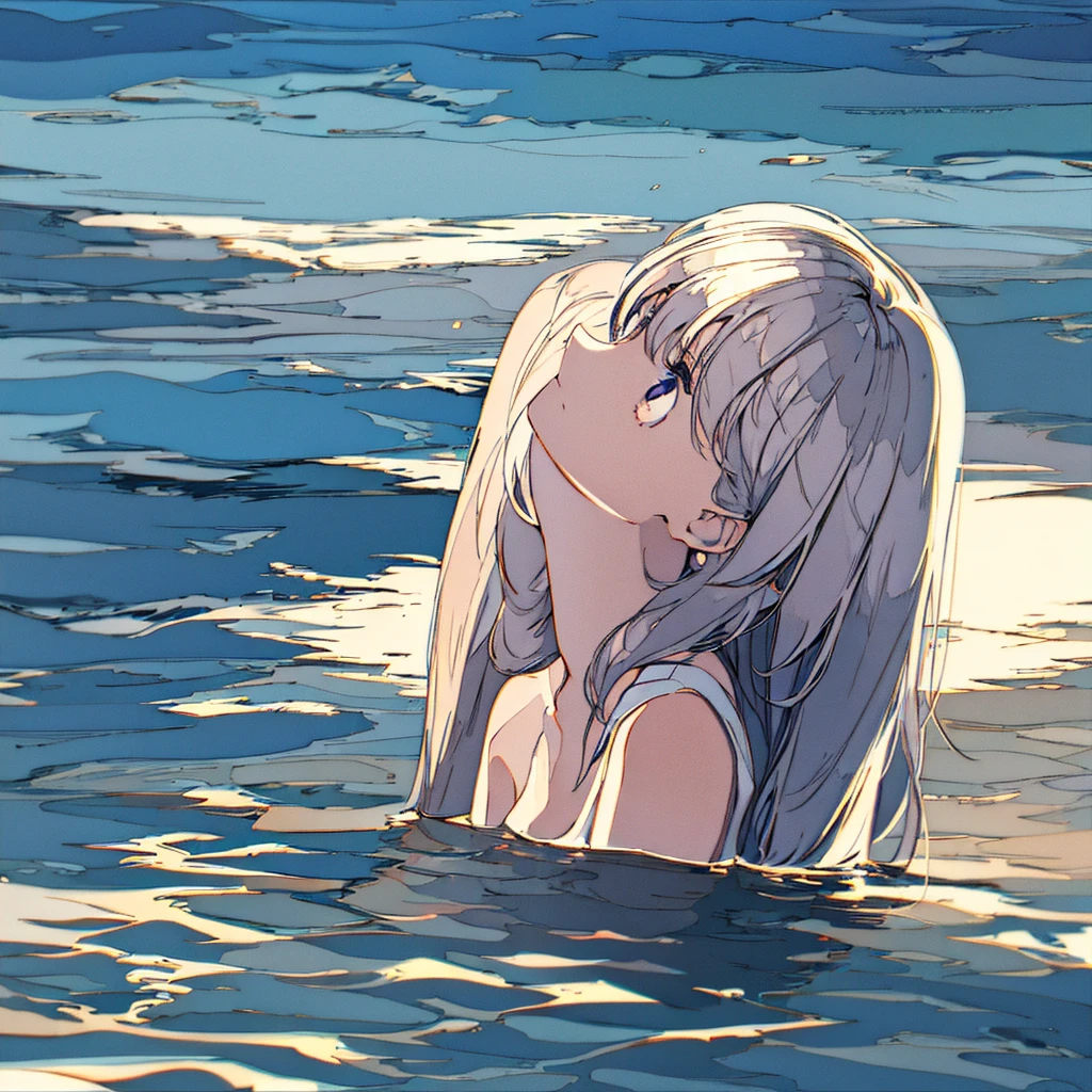A girl with sleepy eyes, morning sun, listless, pale light