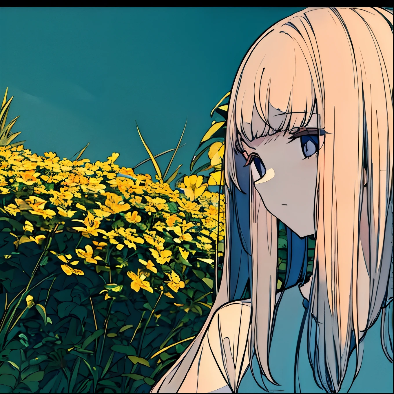 A girl with sleepy eyes, morning sun, listless, pale light