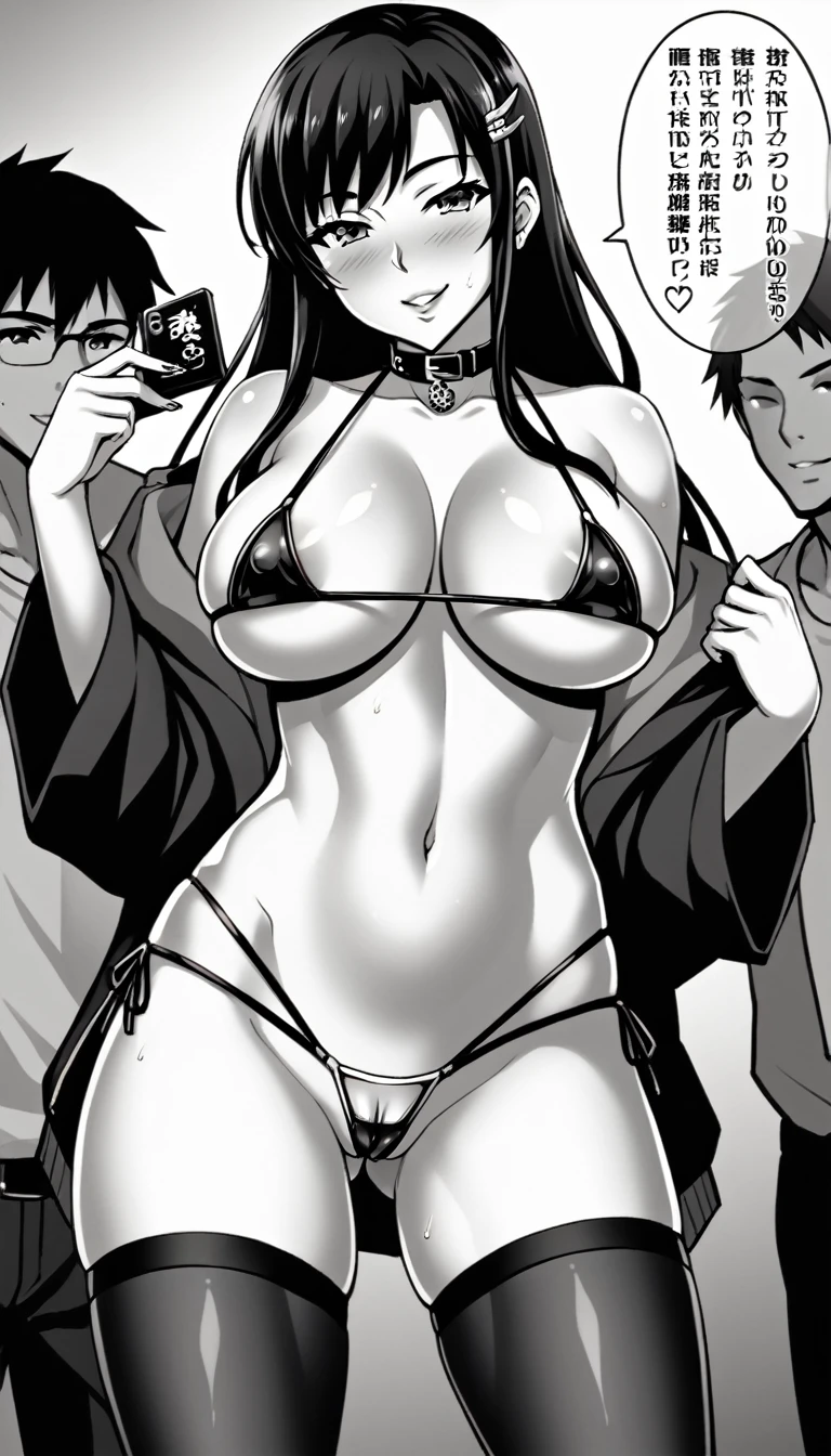 Japanese woman in her 20s with very large breasts wearing a micro bikini.
Please draw her in the style of 90's Japanese anime, with colors.