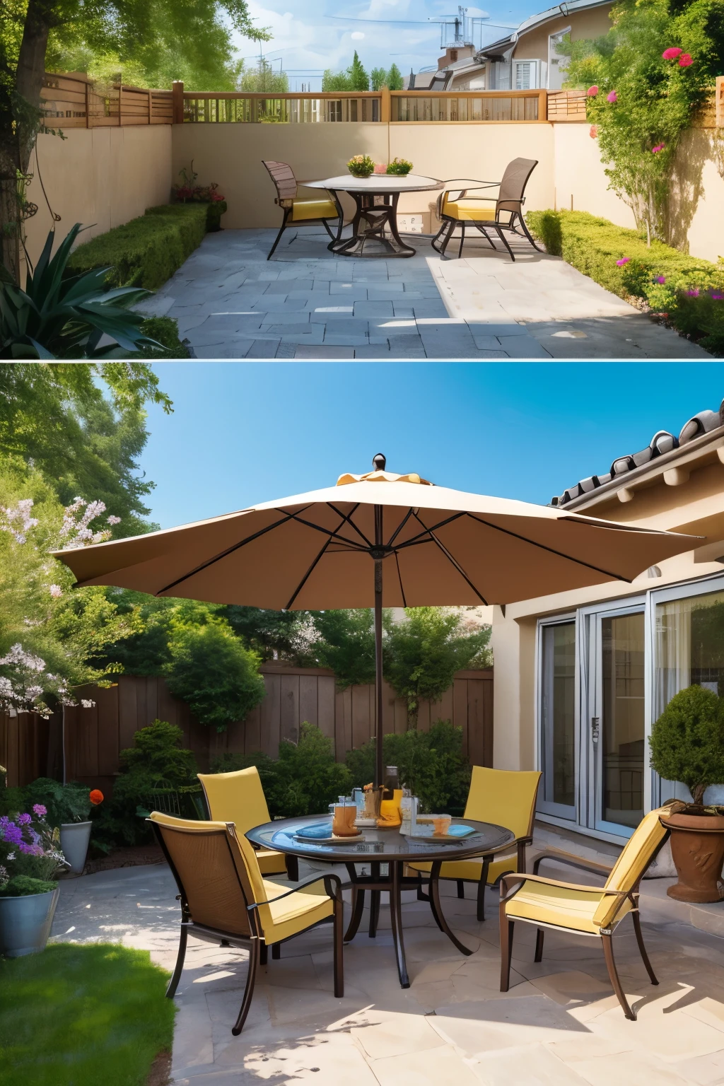 Create an image of a sunny patio。