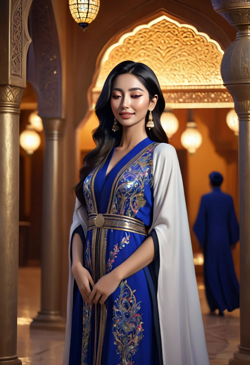 ((sleeping:1.8))、desert princess、Arabian woman、Wearing a gorgeous abaya、Transcendently beautiful、Ideal proportions、Elegant appearance、smile、Bold composition、Looking at the audience、Desert and luxurious palaces、Perfect proportions、(Highest quality、4K、8K、High resolution、masterpiece:1.2)、Super detailed、(Real、Photorealistic、Photorealistic:1.37)、HDR、uhd、Studio Lighting、Ultra-fine painting、Sharp focus、Physically Based Rendering、Extremely detailed depiction、professional、Bright colors、Bokeh、Portrait、realism