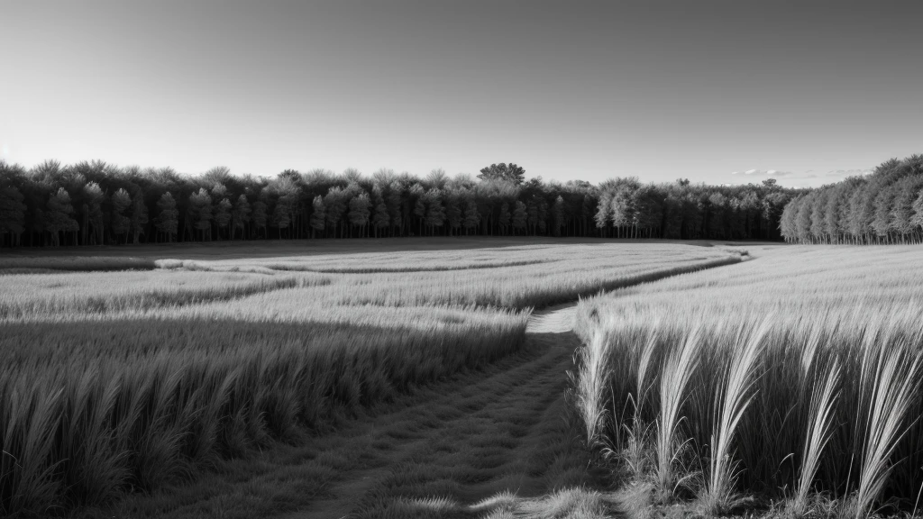 pampas nature in black and white