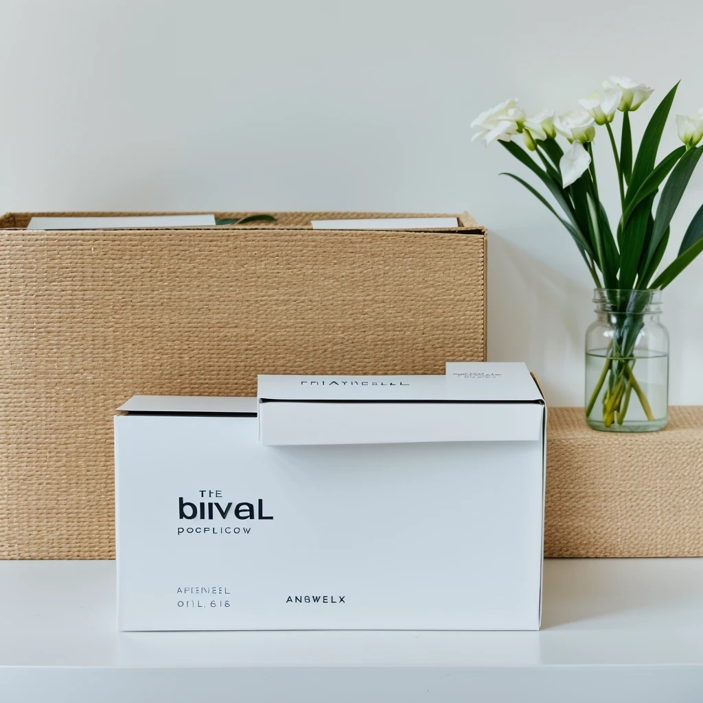 Create an ultra-realistic cinematic high-resolution 16k high gloss high saturation high contrast high sharpness image of a product box display with white wall background. The product boxes should be arranged neatly and symmetrically on shelves, with ample lighting to highlight their details and branding. The white wall background should be clean and pristine, creating a sense of minimalism and focus on the products. The overall composition should be visually appealing and attention-grabbing, showcasing the products in their best light.
Additional details:
 * The product boxes can be of various shapes and sizes, but they should all share a cohesive design aesthetic.
 * The lighting should be soft and diffused, creating a natural and inviting atmosphere.
 * The white wall background should be slightly textured to add depth and interest.
