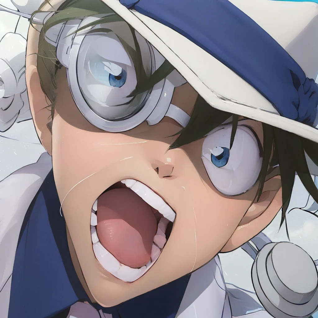 Anime characters in hats, With a surprised look, up close shot Shinji aramaki, 2D Animation, Ganga Otaku, Gyro Zeppeli, Cel-shaded anime, Shinji, safebooru anime images, Nagatoro, akiyuki shinbou, shinichi sakamoto, 2D Animation style
