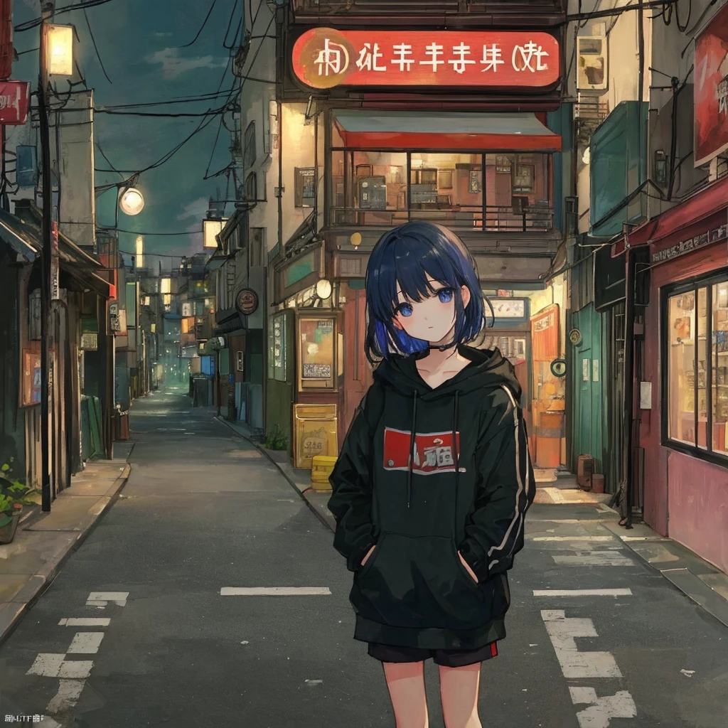(masterpiece、Highest quality、Highest quality、Official Art、Beautiful and aesthetic:1.2)、Near future、Blade runner、Slum Street、Late at night、Lo-fi Hip Hop、Cafe with small lights、Residential Street、silence、It's raining a little、人いない景色アニメ background, アニメ wallpaper, アニメ, アニメ style, praise, praise style, Modern Japanese streets, Mountain々, Uphill, Modern Japanese architecture, Japanese Convenience Stores, big retro japanese Store sign, Retro Japanese shop, wood, plant, rock, Wood flower pot, Store sign, Japanese Banner, Japanese Signs, flag, sunrise, Golden Hour, Golden lighting, Empty Streets, no one in sight, (no one: 1), Highest quality