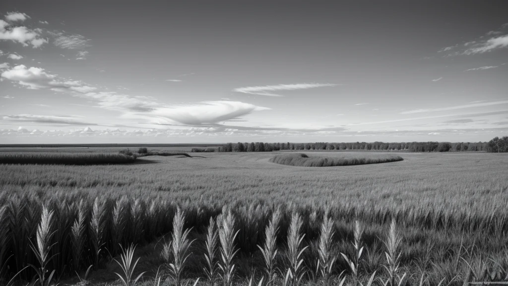 pampas nature in black and white