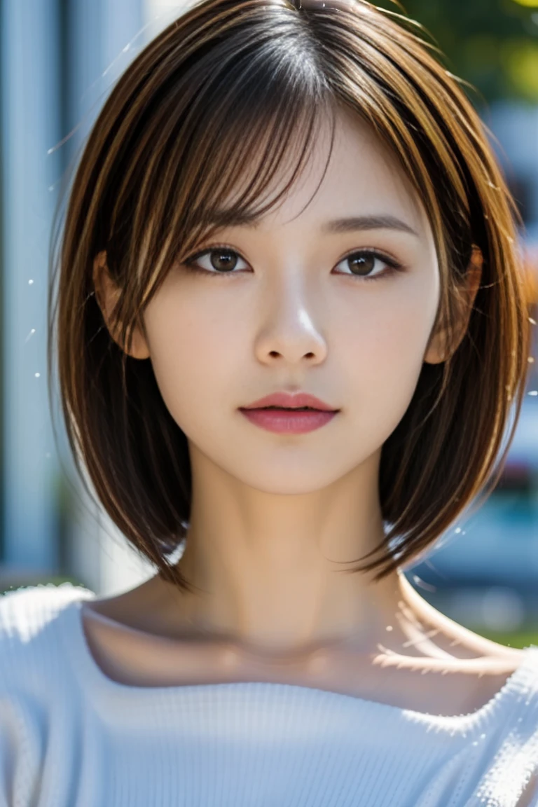 (Highly realistic photo, high resolution, detailed face, fine eyes), Shot in front of a white wall, Japanese woman, 40 years old, various expressions, One person: 1, Slim figure, various hairstyles, One person in the photo, Shot in natural light, Simple necklace, Summer clothes, Not looking at the camera, Profile, Dark brown hair color, Fresh smile, Sexy clothes with a lot of exposure,