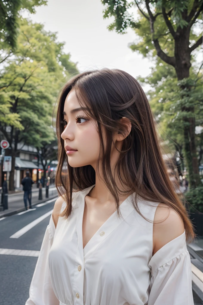 In detail, High resolution, high quality、Perfect dynamic composition, Beautiful fine details, Medium Hair, 、Natural color lip,Kamimei、Tokyo、20-year-old girl、1 person、Clear Skin、Shiny Hair、 最high quality, figure, Very detailed, In detail, High resolution, 8k、Hair dancing in the wind