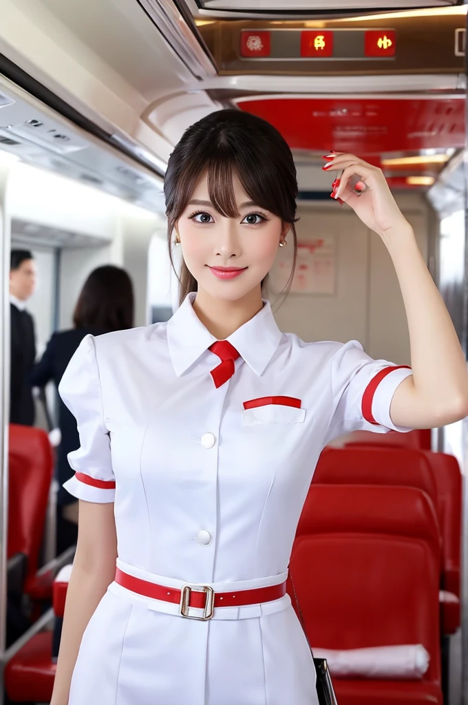 Masterpiece, best quality, perfect face ,white face,air hostess sexy girl