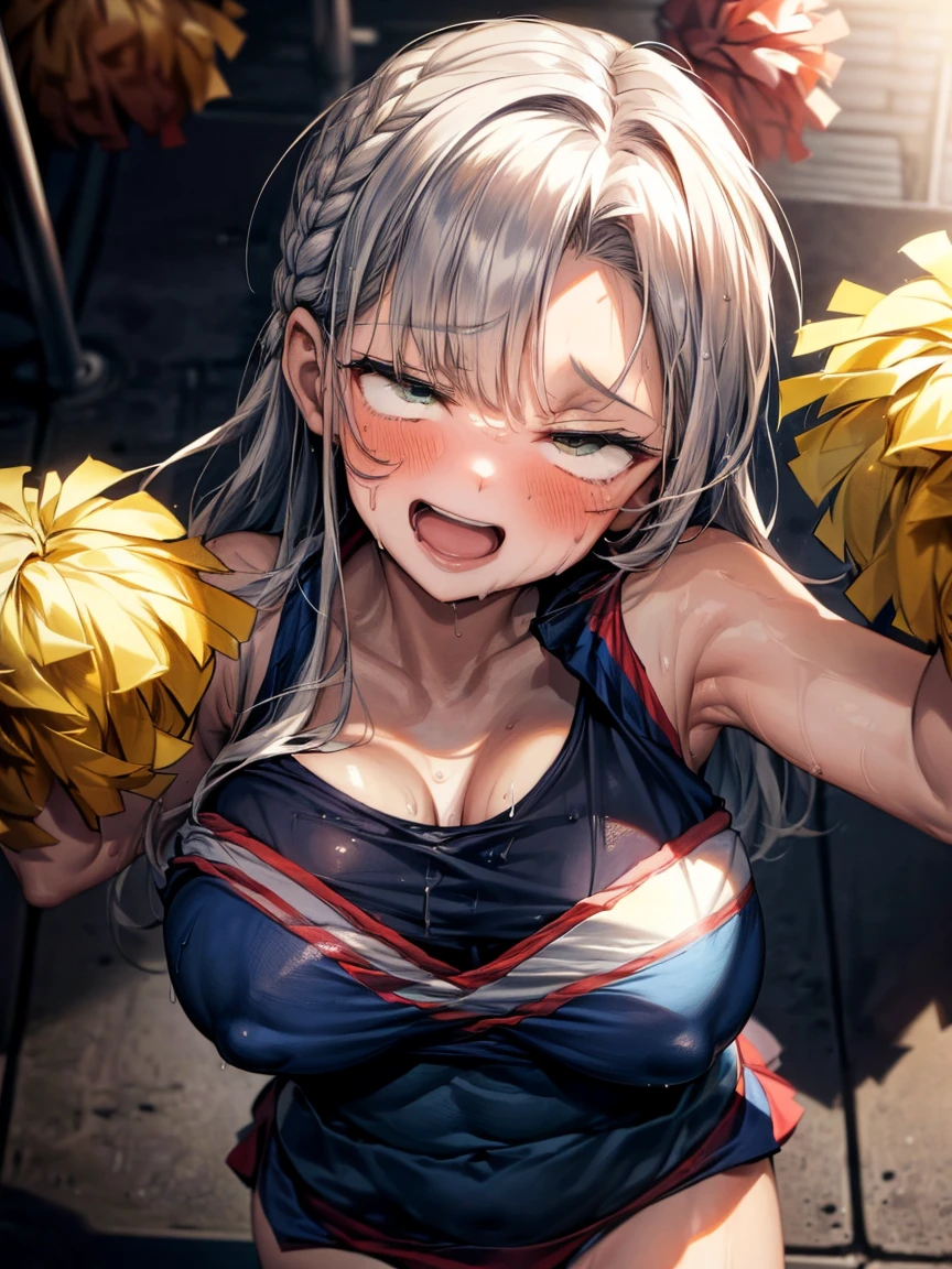 (Very tiny girl rides guy perfectly:1.5)、(Petite girl riding:1.3)、(Big Breasts:2)、(eyes half closed:1.9)、(Grin:1.1)、(The body shakes violently)、8K resolution、 ((Highest quality))、Anatomically correct、(Cheerleader:1.9)、((Hasselblad Photos))、[:(Detailed face:1.2):0.2]、(heavy rain:1.5)、(Sweaty:1.6)、(Top view:1.9)、(braid one's hair:1.5)、(Loss of strength from the body:1.3)、(呻吟)、(Jump:1.6)、(Surrounded by a lot of middle-aged men:1.6)、((Upper Body:1.9))、(Leaning forward:1.6)、(rape:1.3)、(shame:1.3)