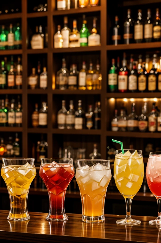 Bar with different drinks