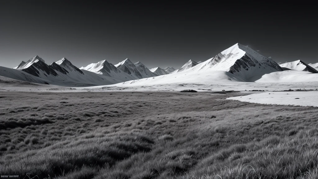tundra nature in black and white