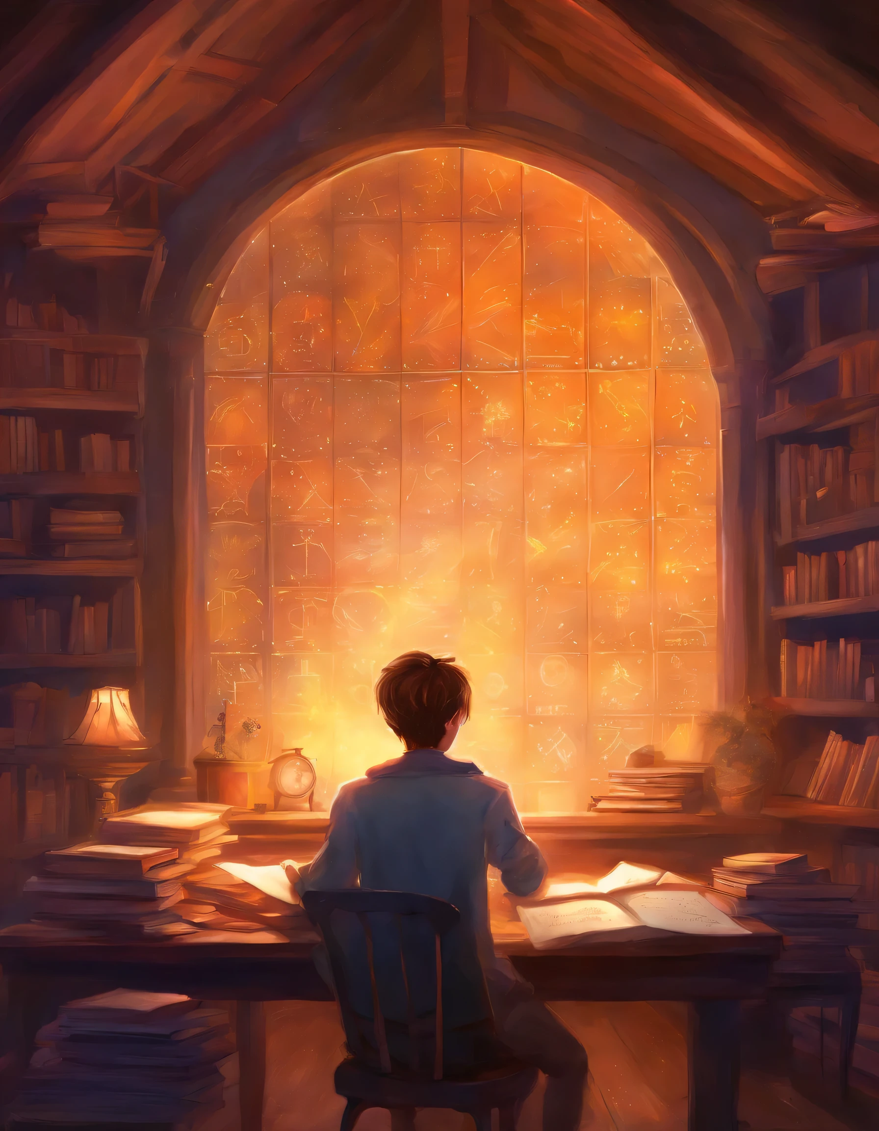 AGER IN HIS DIMLY LIT ROOM STUDYING MATHEMATICS BY CANDLE LIGHT DREAMING OF'A BRIGHT FUTURE