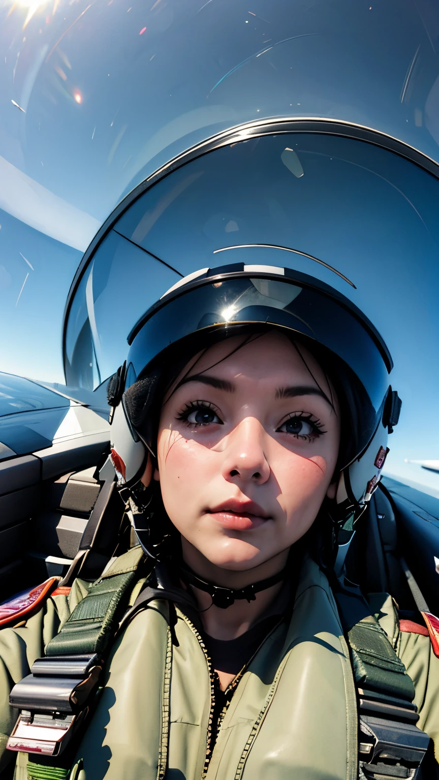 Yomama_Fighter_jet_pilot_Selfie_v2、22 years old、woman、pilotスーツ、Thumbs up