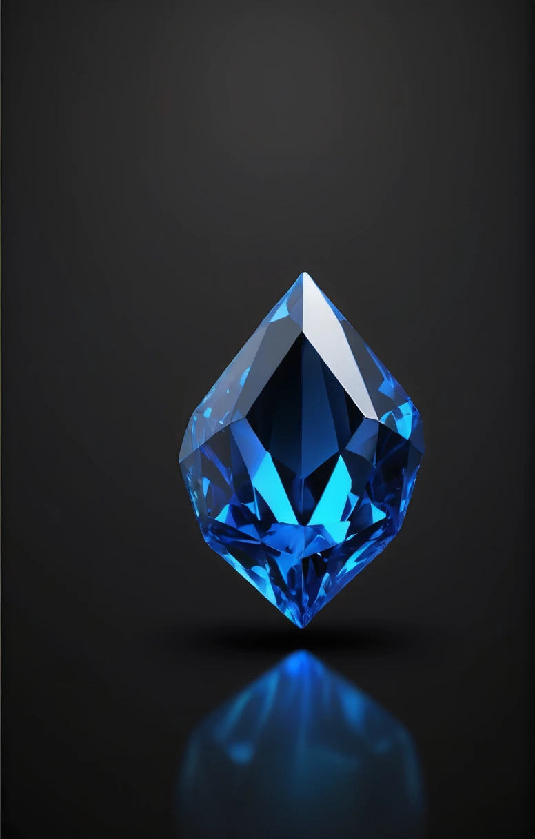 3D sapphire icon bright blue on a black background