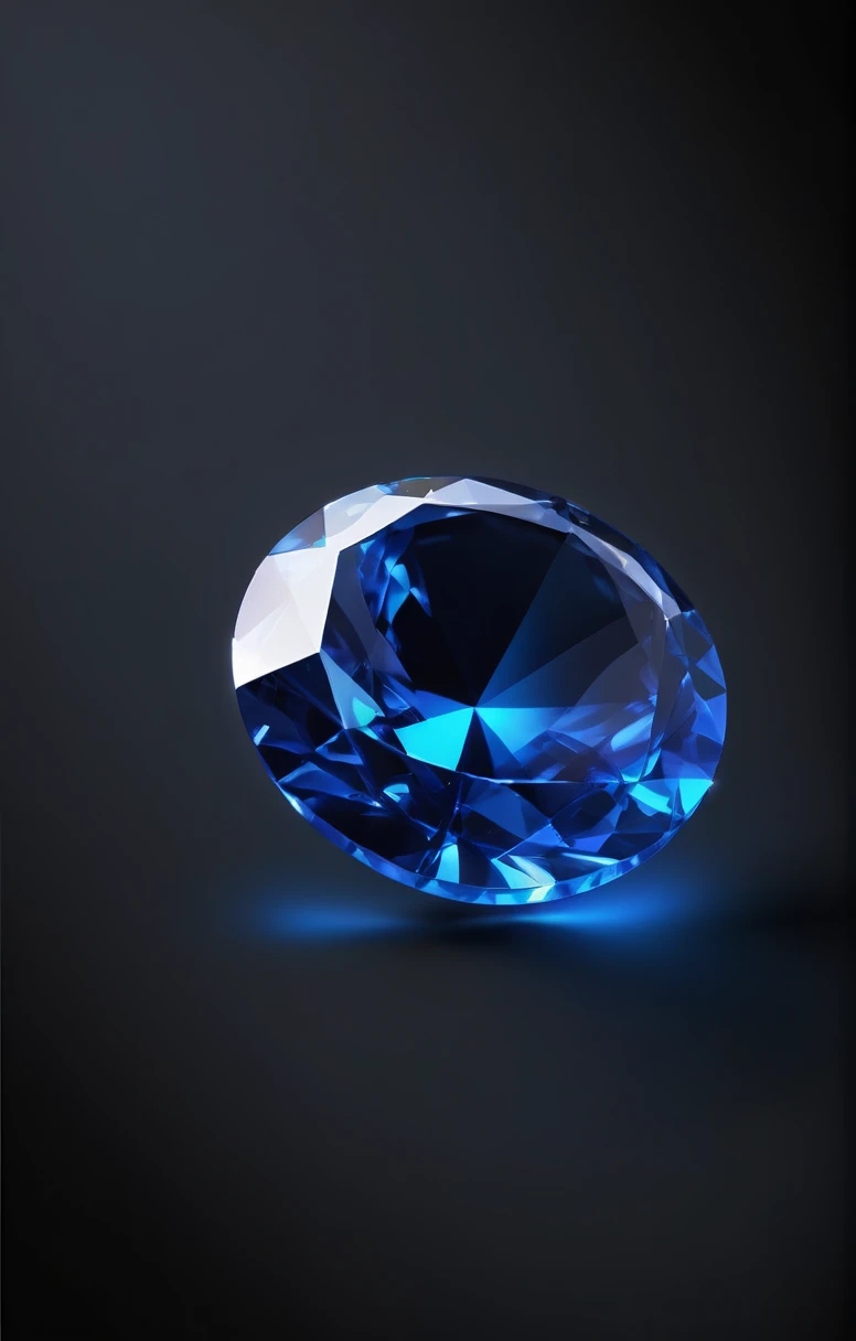3D sapphire icon bright blue on a black background