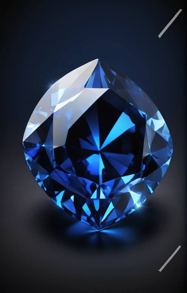 3D sapphire icon bright blue on a black background