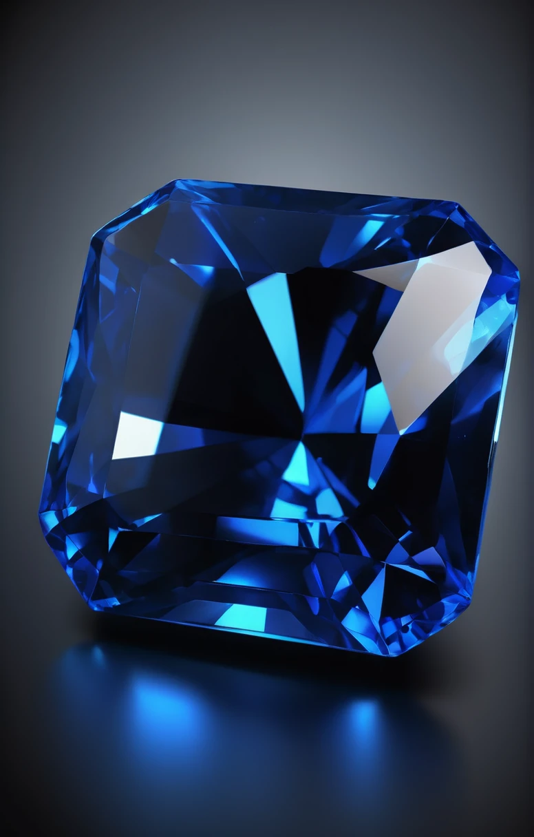 3D sapphire icon bright blue on a black background