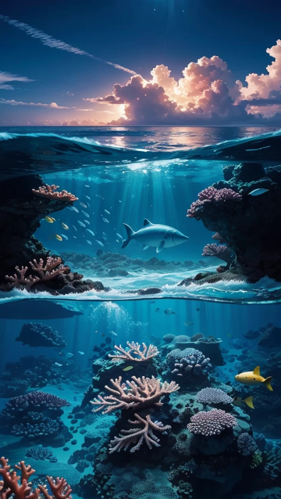 water, Ocean, summer Sky, coral reef, performer, Starfall, milky cloud