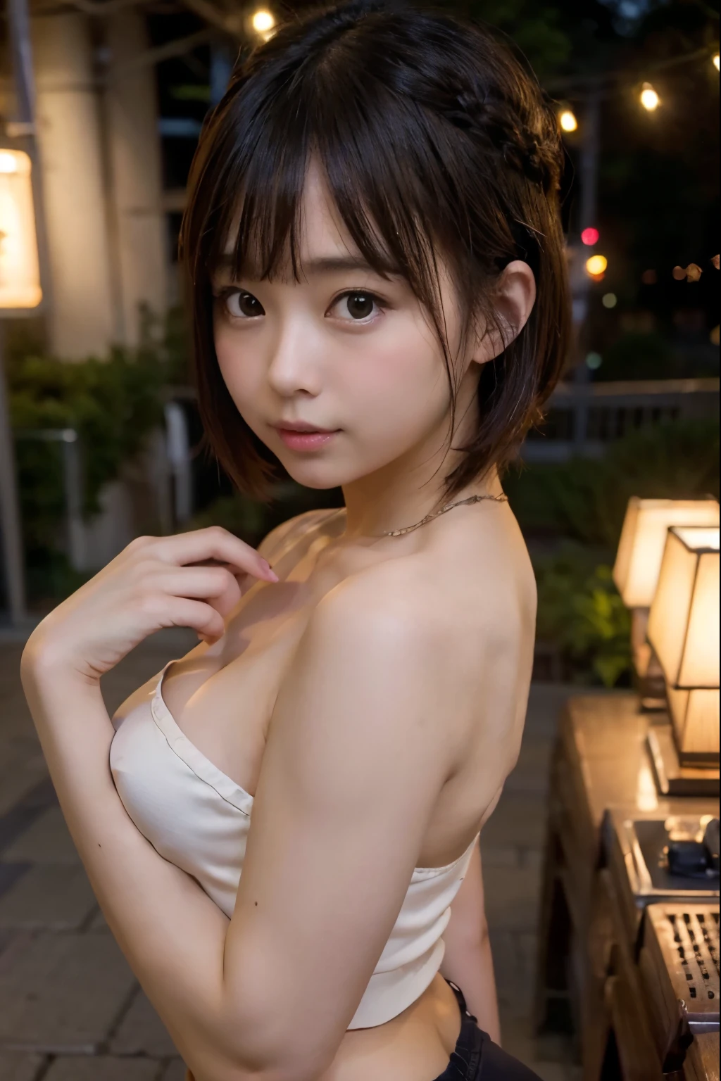 Perfectly Anatomically Correct:1.2, 5 Beautiful finger:1.2, 
1 Japanese Girl, Kawaii, Very Short Hair Bun, Wide-Set Eyes, Very White Skinned, Blush, Bashfully, 18-Year-Old, 
Cute Eyes, Brown Hair, Jolly, [Pouted Cheek], 
Japanese Sparklers Within Own Reached Arm:1.2, 
Showing off Swollen Lower Buttocks:1.4, Buttocks Stuck Out Highly:1.2, 
((BRS2, KJP530SR, burumaR2)), 
Beautiful Buttocks, Spherical Shape Buttocks, Ball Shape Buttocks, Medium ASS, 
Looking Down Viewer, from Back, [Full Body], 
[SFW:0.2, Non-Nipple:1.0], 
 BREAK 
Causeway, Light Twilight:1.2, Riverside, [[Bench Seat]], 
 BREAK 
8K, RAW Photo, Best Quality, Masterpiece, Realistic, PhotoRealistic, Extremely Detailed 8K Wallpaper, Beautifully Detailed Eyes, Finely Detailed Face, 
 BREAK 
High-Key Lighting, Professional Lighting, Bokeh:1.0