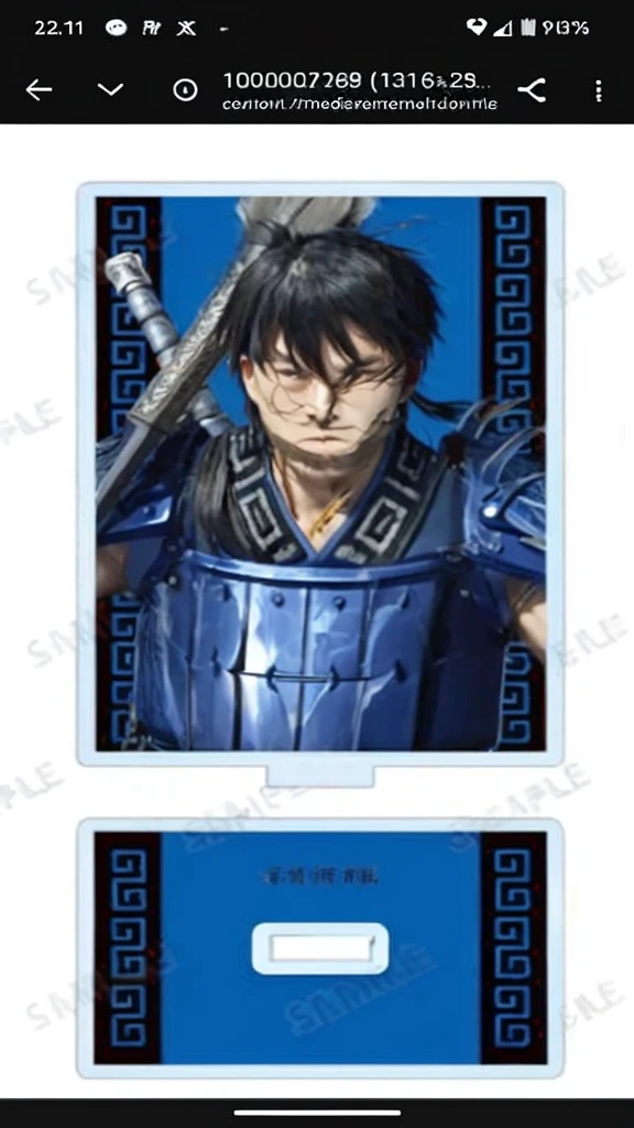 "Create a highly realistic image of a warrior resembling Shin from the manga series Kingdom. He should have a strong, athletic build, wearing traditional Chinese armor with intricate details. His expression is fierce and determined, with a confident stance. He has short, messy black hair and holds a large sword in one hand. The background should depict a battlefield with a dramatic sky."