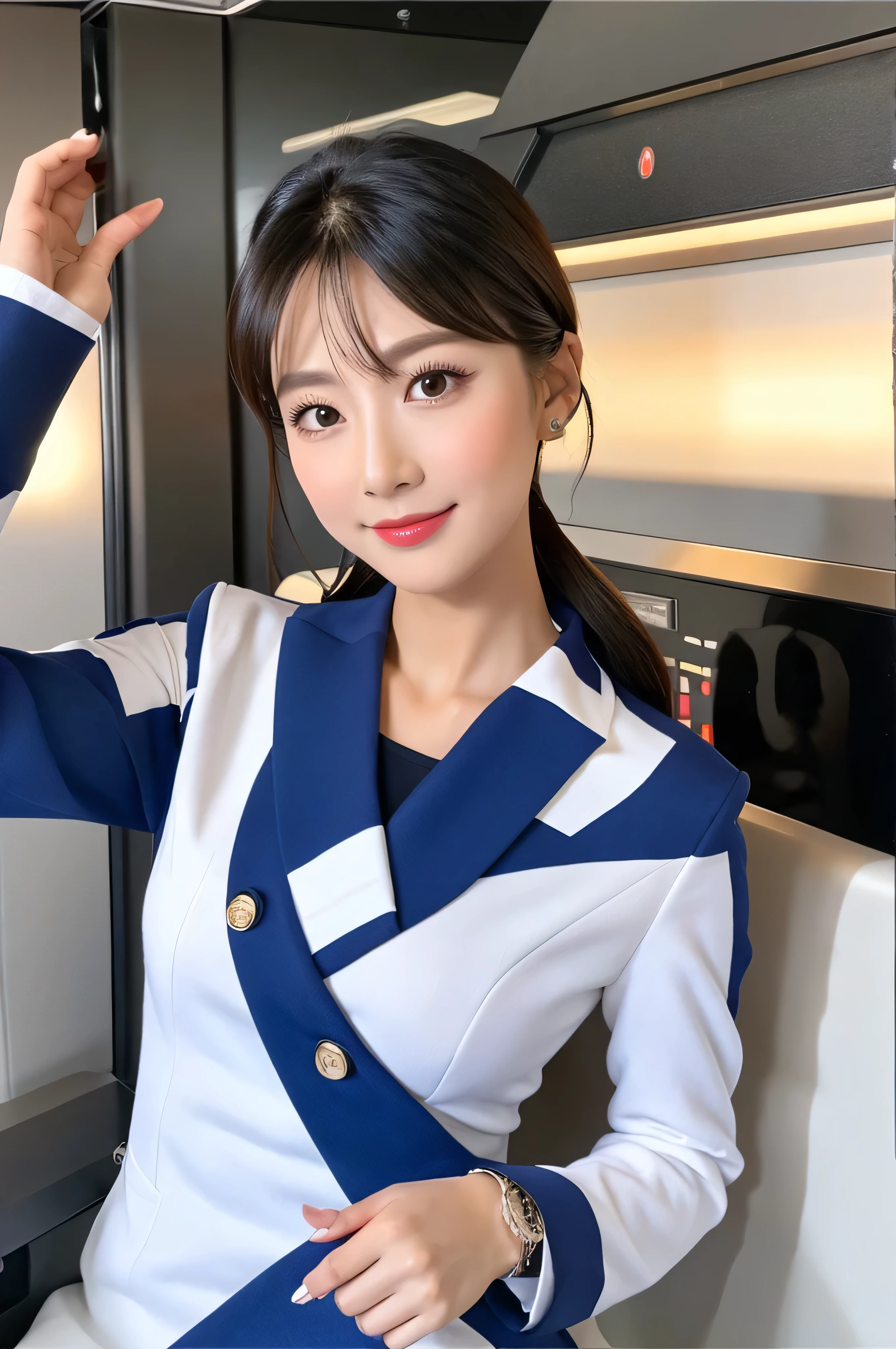 Masterpiece, best quality, perfect face ,white face,air hostess sexy girl