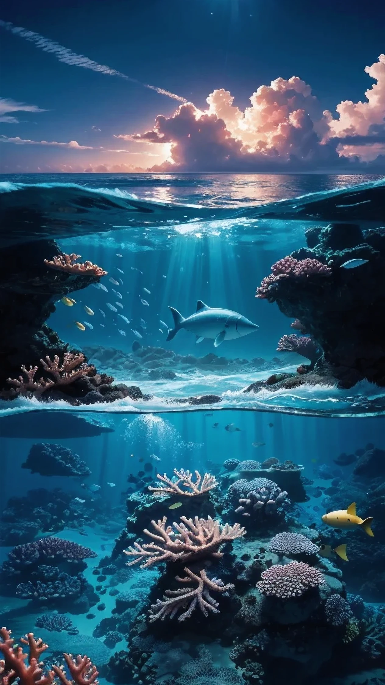 water, Ocean, summer Sky, coral reef, performer, Starfall, milky cloud