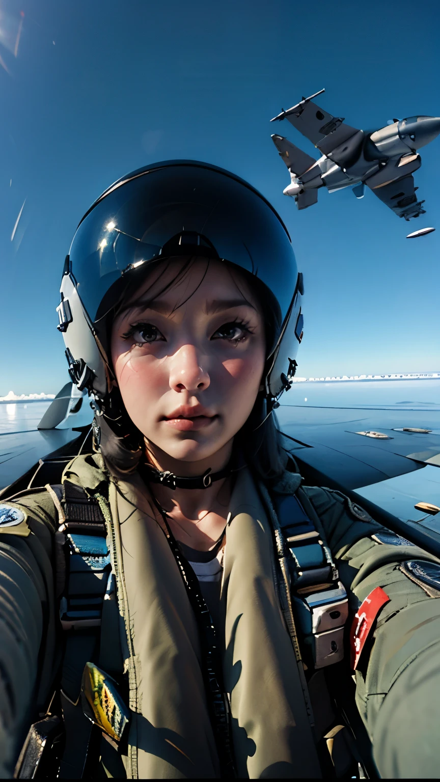 Urop、Yomama_Fighter_jet_pilot_Selfie_v2、22 years old、woman、pilotスーツ、Thumbs up