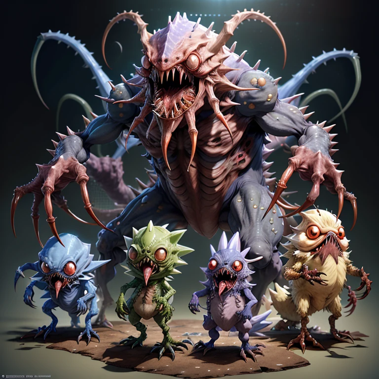  Monster character design, set of high quality 4K 3d hd スプライト, with familiar sprite, Cute Creatures!, Monster Creatures, Pokemon Style, The letters are combined, By Katsuya Terada, Katsuya Terada Style. ((Pokemon Style )) Ppokemon By Katsuya Terada(comics,, manga, My Avatar, The Muppets, Simple, Standardized),Eating people、Carnivorous plants