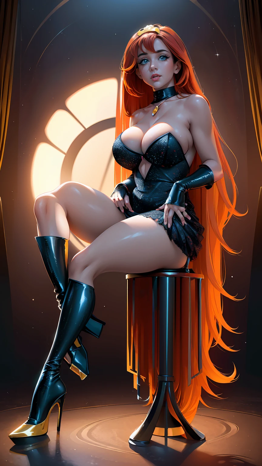 (best quality). (Ultra Detalhado). (1girl), Olhando para o Viewer. (Antecedentes detalhados). belos olhos detalhados. rosto delicado e bonito. (high saturation), seios grandes, droopy breasts, (((sexy date lingerie outfit))), (((sexy cleavage))), (((sexy legs))), (((heels))),