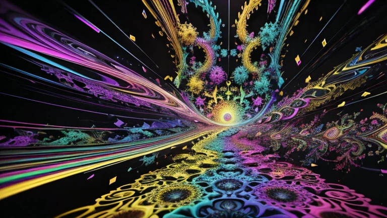 multicolored dynamic abstract liquid flow particles turbulence, ((mandelbrot fractals)), ((psychedelic patterns)), Cinema 4D, fully dynamic motion design, X-Particles, Dynamics FX, bend and shatter reality for amazing visual effects production, cinematic, realistic, uhd, hdr, 8k, 
