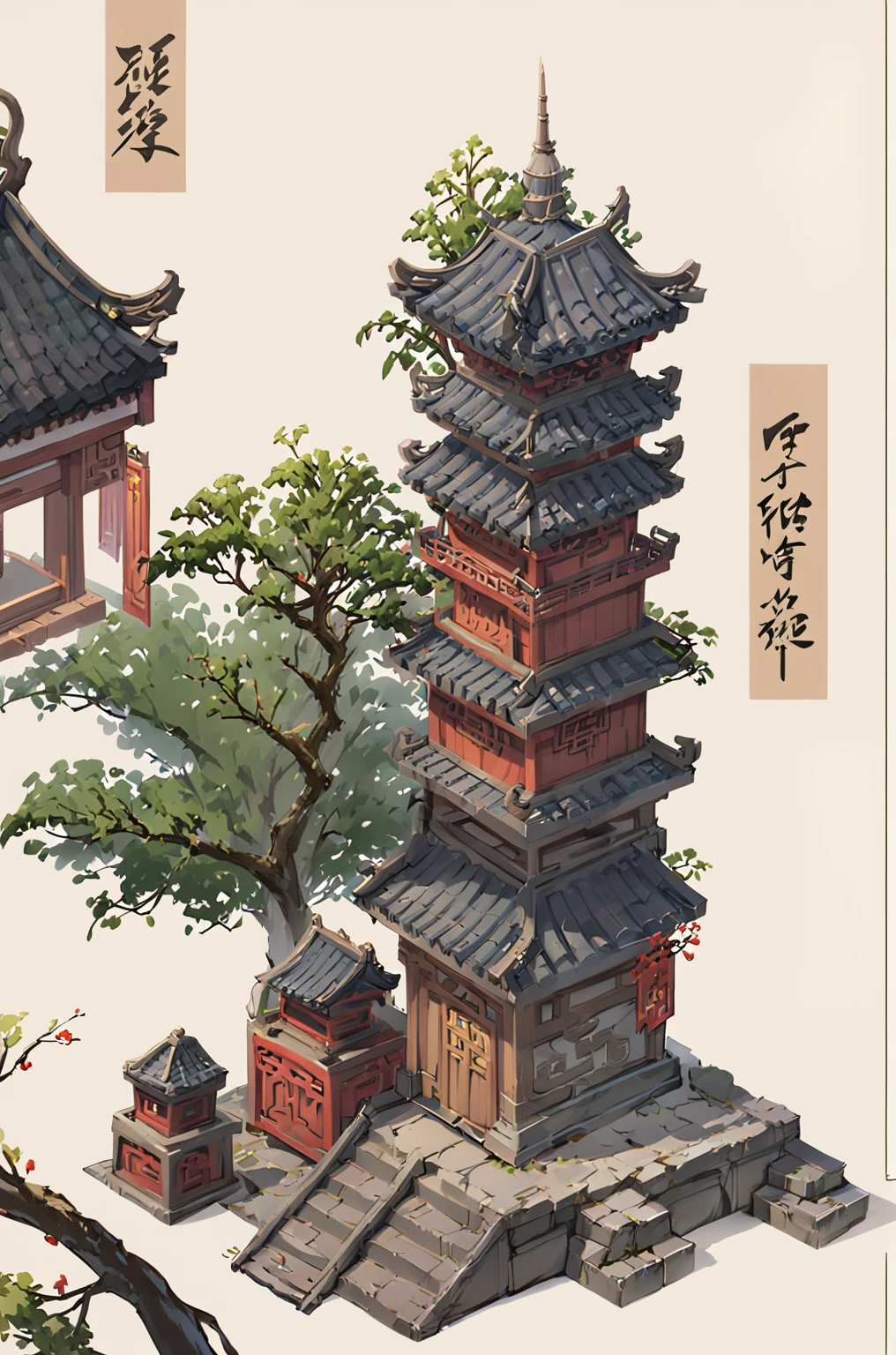 tower，Chinese Architecture，temple，高tower，Nine floors，temple，Stone material，Wood material