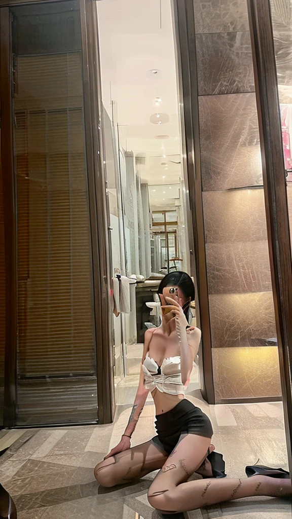 a woman, very thin body, body visible bones, very slender , sweaty weat body, pale white skin, panties, bra,tatto, full body, kneel , in underground prison