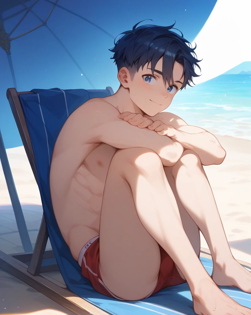 8k), RAW photo, best quality, (realistic, photo-realistic), 1male, fade cut hair, young man, gorgeous guys, cinematic lighting, volumetric lighting, flawless skin tones, cute Japanese boy,
hair between eyes, {{{masterpiece}}}, gorgeous guy, tall and lean figure, ectomorph, gorgeous face, cute face, high resolution, full body portrait, Japanese male, slender ectomorph body type, pale skin and good looks, Japanese male student in red Speedos laying on a beach cabana chair