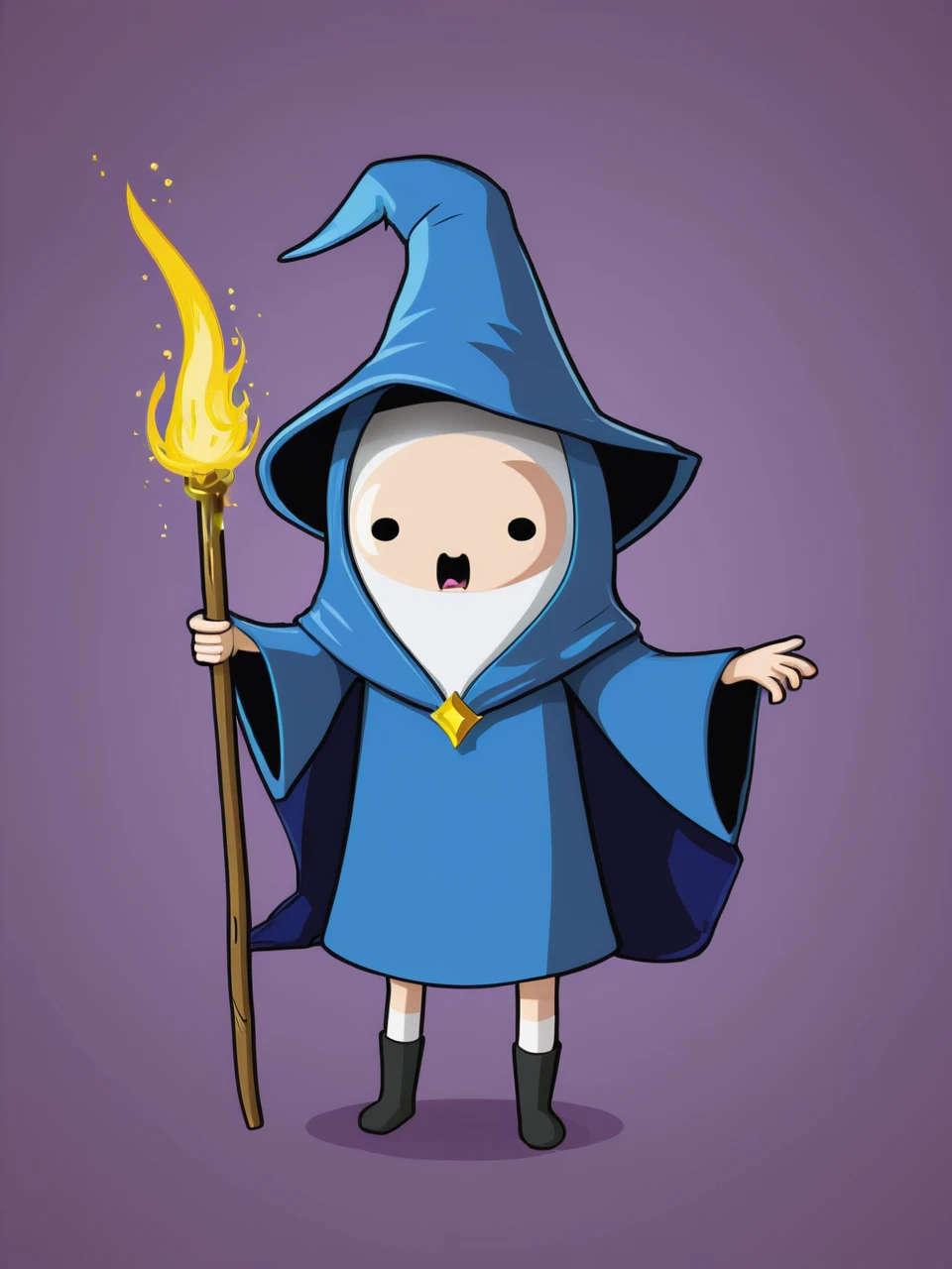 humanoid u vector art, dressed like a wizard, cute adventure time style