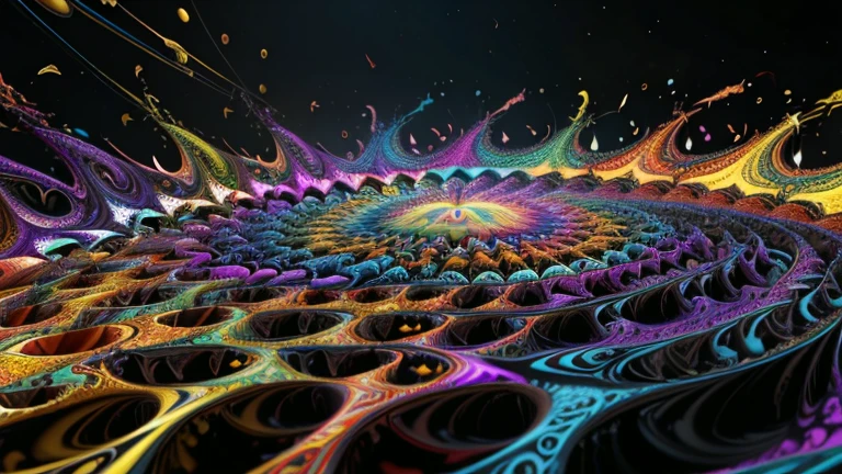 multicolored dynamic abstract liquid flow particles turbulence swirling, ((mandelbrot fractals)), ((psychedelic patterns)), Cinema 4D, fully dynamic motion design, X-Particles, Dynamics FX, bend and shatter reality for amazing visual effects production, cinematic, realistic, uhd, hdr, 8k,