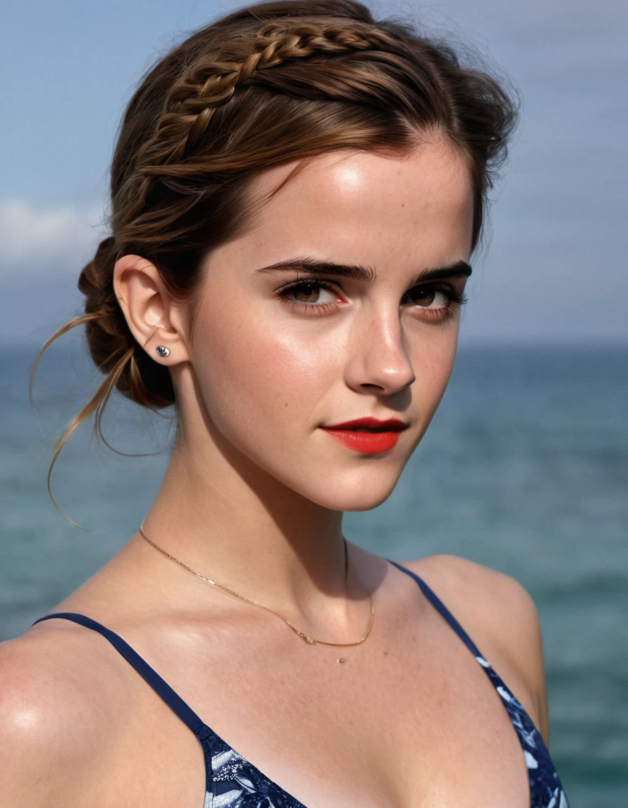 (((Emma Watson))) beautiful detailed eyes, beautiful detailed lips, extremely detailed eyes and face, long eyelashes, tall slender woman, 25 years old, fullbody, photo-realistic, in swimsuit, 