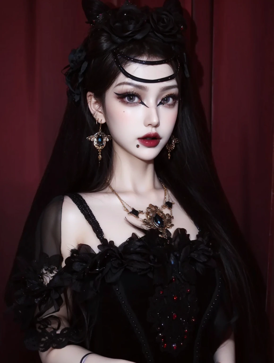 Game Art,CG Animation,Best image quality,Maximum resolution,8K picture quality,(A bust photo),(portrait),(Head close-up),(Rule of Thirds),Unreal Engine 5 rendering works,20 year old girl,((Queen)),The eyes are very detailed,(Large Breasts),Elegance and nobility,Ray Tracing,Game CG,((3D Unreal Engine)),OC rendering reflection mode,4K,Ultra-clear,Translucent lace,Fair and plump figure,Pretty Face,Glossy Gel Coat,身着华贵礼服的Queen,Gorgeous clothing,Luxurious and exquisite jewelry,Colorful makeup,Full figure,Dark red lipstick,精致Gorgeous clothing,Supermodel,Gold Jewelry,Luxurious clothing,Galaxy Skirt,