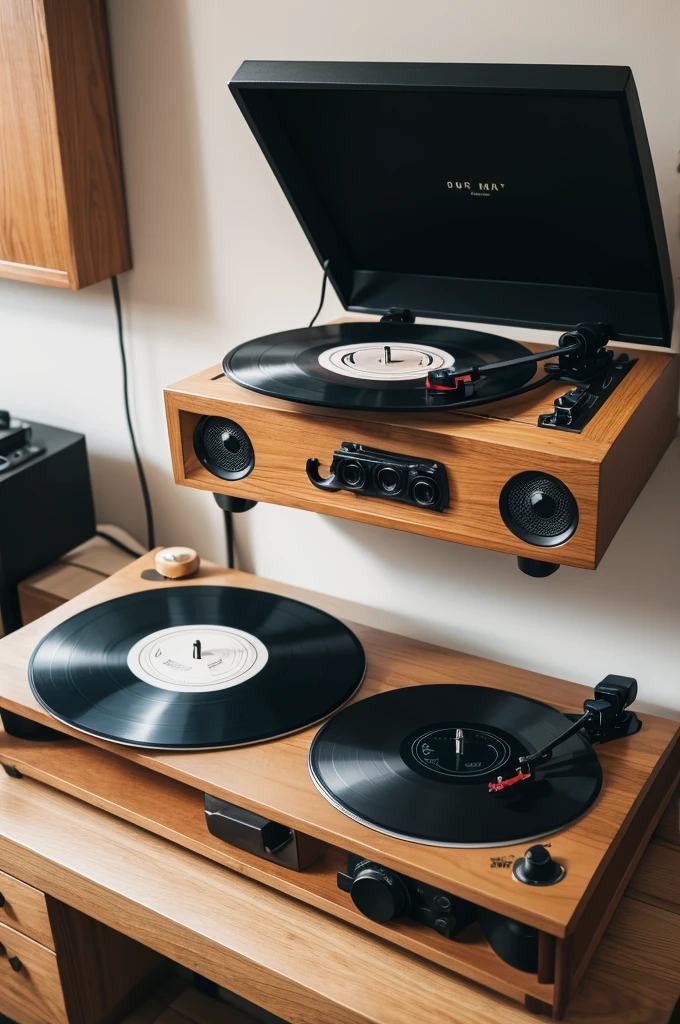 A record player playing a record