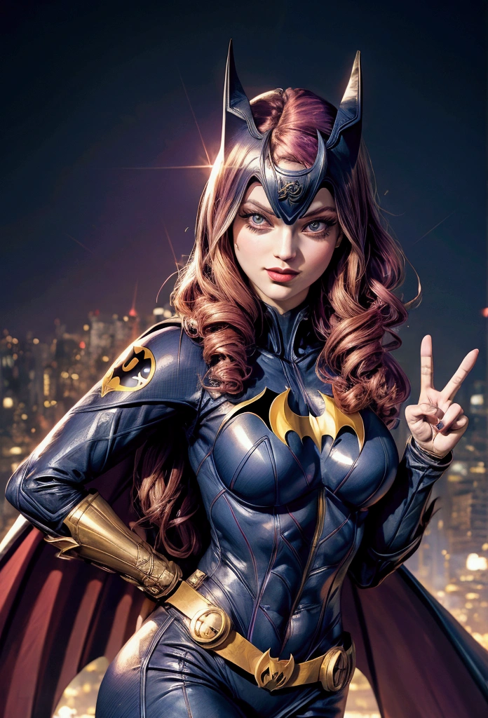 Batgirl waving peace signs